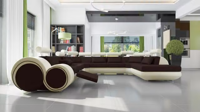 Ledersofa Sofa Couch Eck Sitz Polster Garnitur Wohnlandschaft U-Form XXL Big