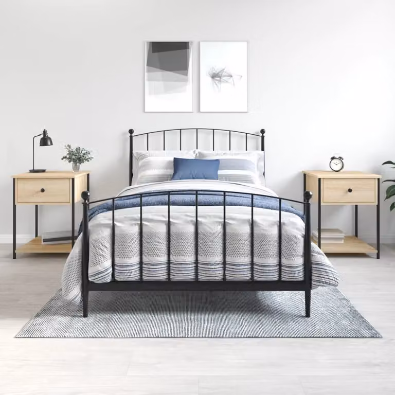 Set di 2 comodini moderni vidaXL in legno multistrato, colore Rovere Sonoma, L 44 cm x P 45 cm x H 58 cm