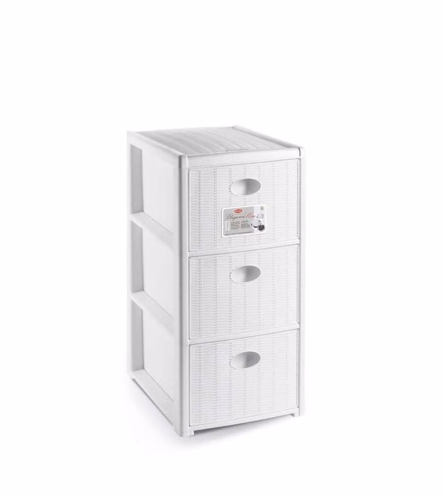 Cassettiera Stefanplast Elegance Bianca con 3 Cassetti in Polipropilene e Ruote L 40 cm x P 30 cm x H 60 cm