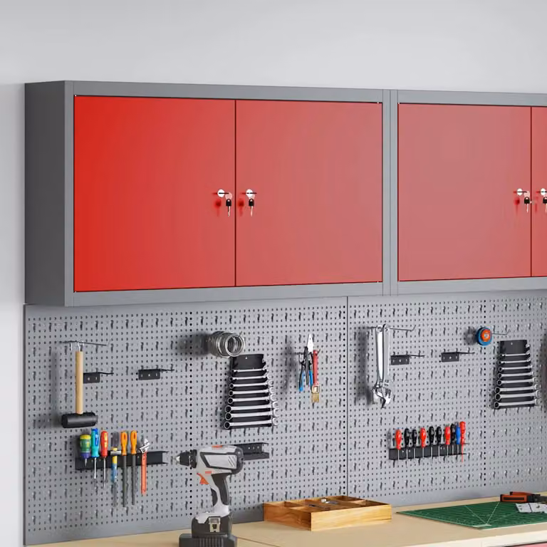 Carrello mobile per attrezzi vidaXL in metallo Rosso e Grigio L: 100 cm, P: 20 cm, H: 55 cm