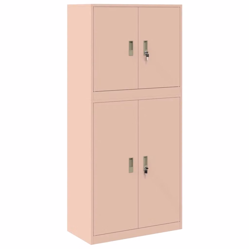 Set di 2 armadi vidaXL in metallo rosa con ante a battente e serratura, L/P/H: 80 x 40 x 175 cm – 2