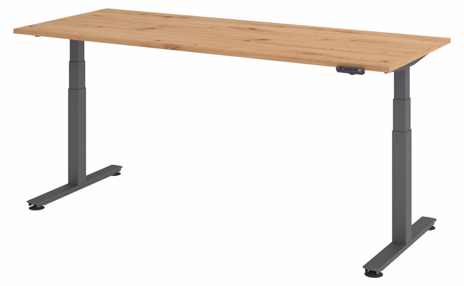 Scrivania elettrica bümö XDSM - Finitura: effetto legno di faggio nodoso, struttura: grafite, dimensioni: 200 x 80 cm