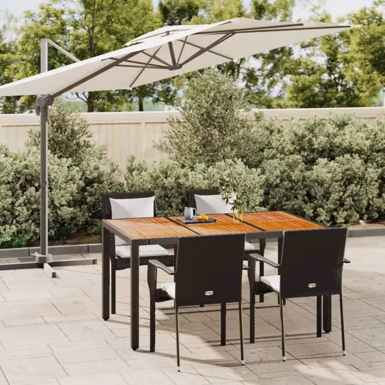 Maison Exclusive - Set da pranzo da giardino 5 pezzi con cuscini in polyrattan nero