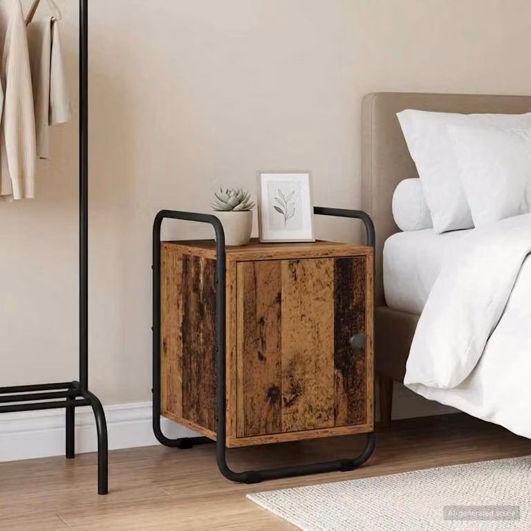 Armadio da Notte vidaXL in Legno e Metallo, Colore Marrone e Nero, Stile Moderno