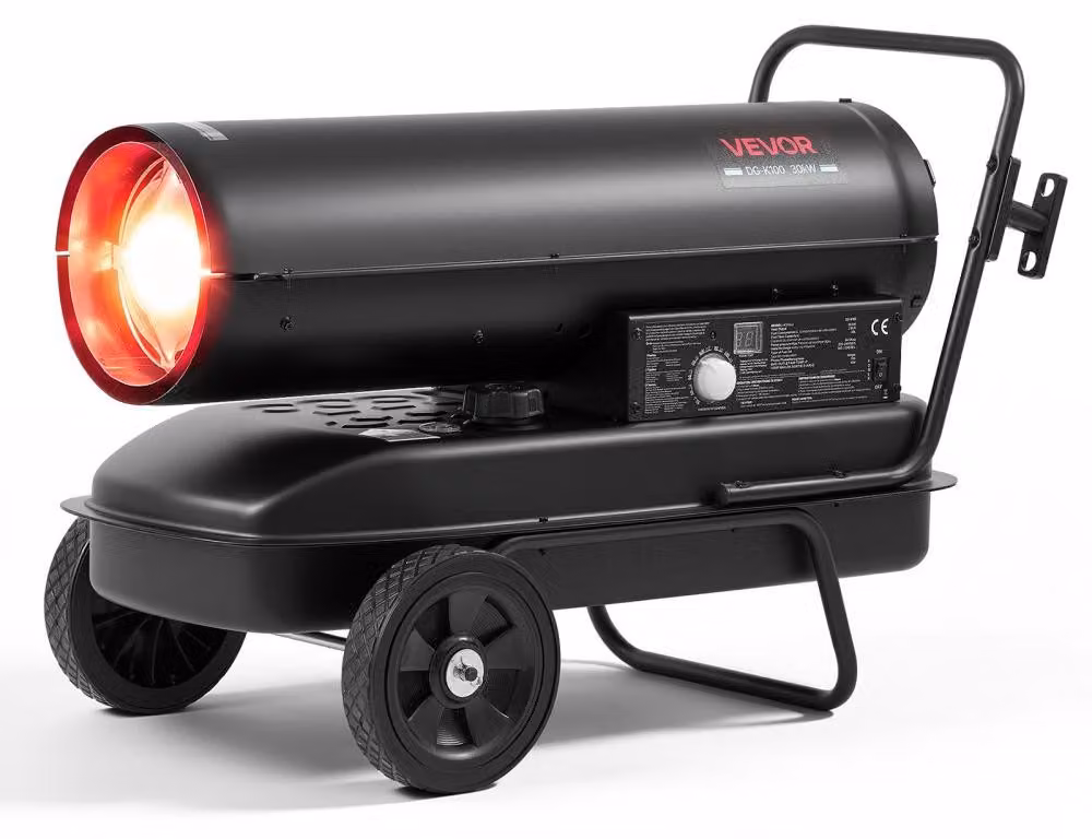 Stufa a petrolio da 30 kW - Serbatoio da 38 litri - Acciaio nero - Riscaldatore diesel portatile