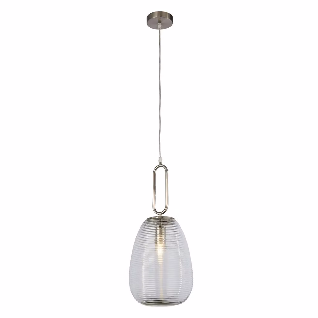 Lampada a sospensione moderna SEARCHLIGHT in metallo cromato e vetro trasparente, regolabile e dimmerabile, ideale per cucina, sala da pranzo o ingresso, attacco E27 – 2