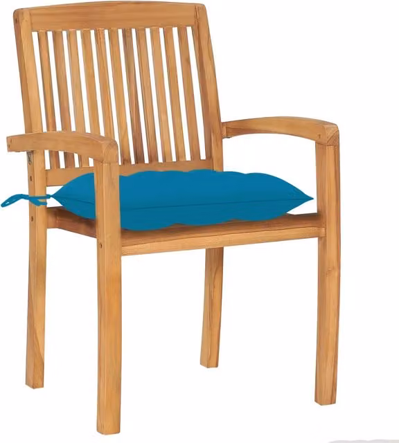 Sedie da Giardino 2 pz con Cuscini Azzurro in Teak Massello 3063271