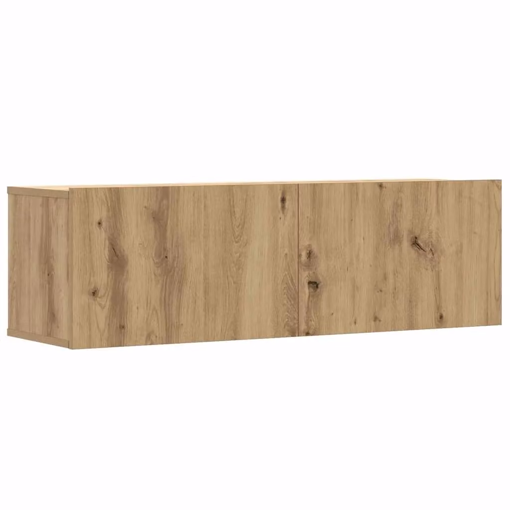 Set di 3 mobili porta TV a parete HELLOSHOP26 in legno composito marrone con finitura rovere opaca L/P/H: 100 x 30 x 30 cm – 2