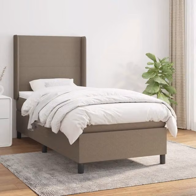 Letto Ibrido vidaXL con Materasso e Struttura Imbottita in Tessuto Beige e Bianco L/P/H: 90 x 200 cm