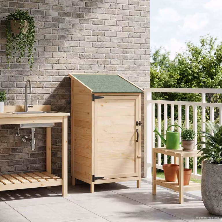 vidaXL Capanno da Giardino in Legno Marrone con Tetto Naturale L: 59 cm, P: 56 cm, H: 113,5 cm