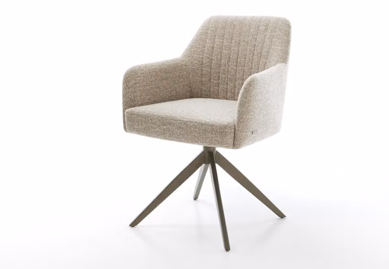 DELIFE sedia girevole Greg-Flex tessuto morbido beige telaio trasversale finitura effetto ampio titanio girevole a 360° funzione dondolo nucleo a molle tascabili