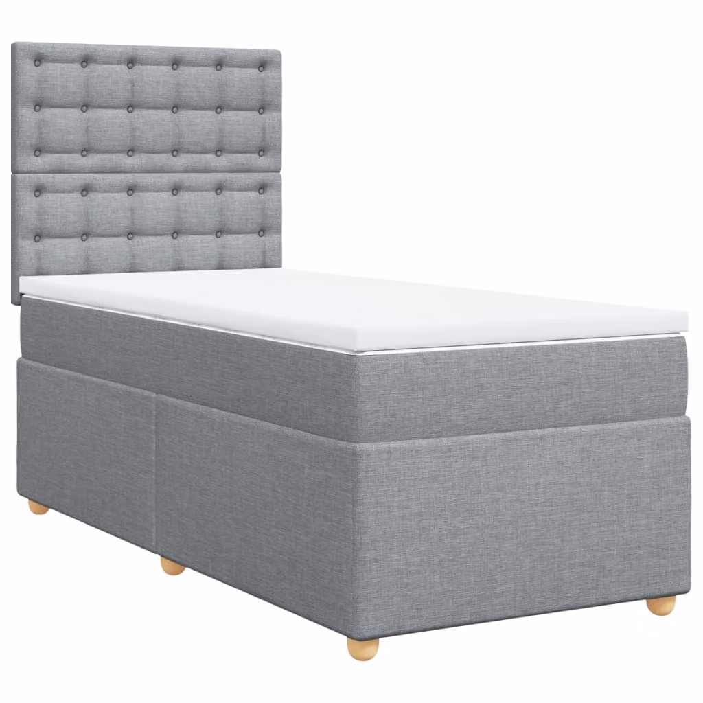 Giroletto a Molle con Materasso Grigio Chiaro100x200 cm Tessuto