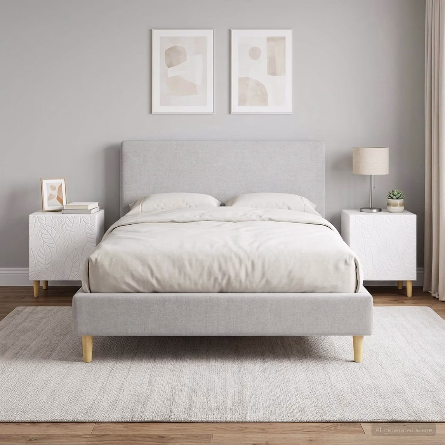 Set di 2 comodini vidaXL in legno MDF bianco lucido, L 43 cm x P 34,5 cm x H 50 cm