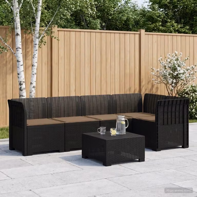 vidaXL Divano da Giardino a L per 5 Persone in Stile Rattan con Cuscini Imbottiti, Resistente alle Intemperie, Colori Antracite, Beige o Nero
