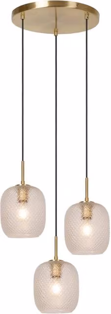 Lampada sospesa retro ALICENT 3 luci oro vetro Lucide