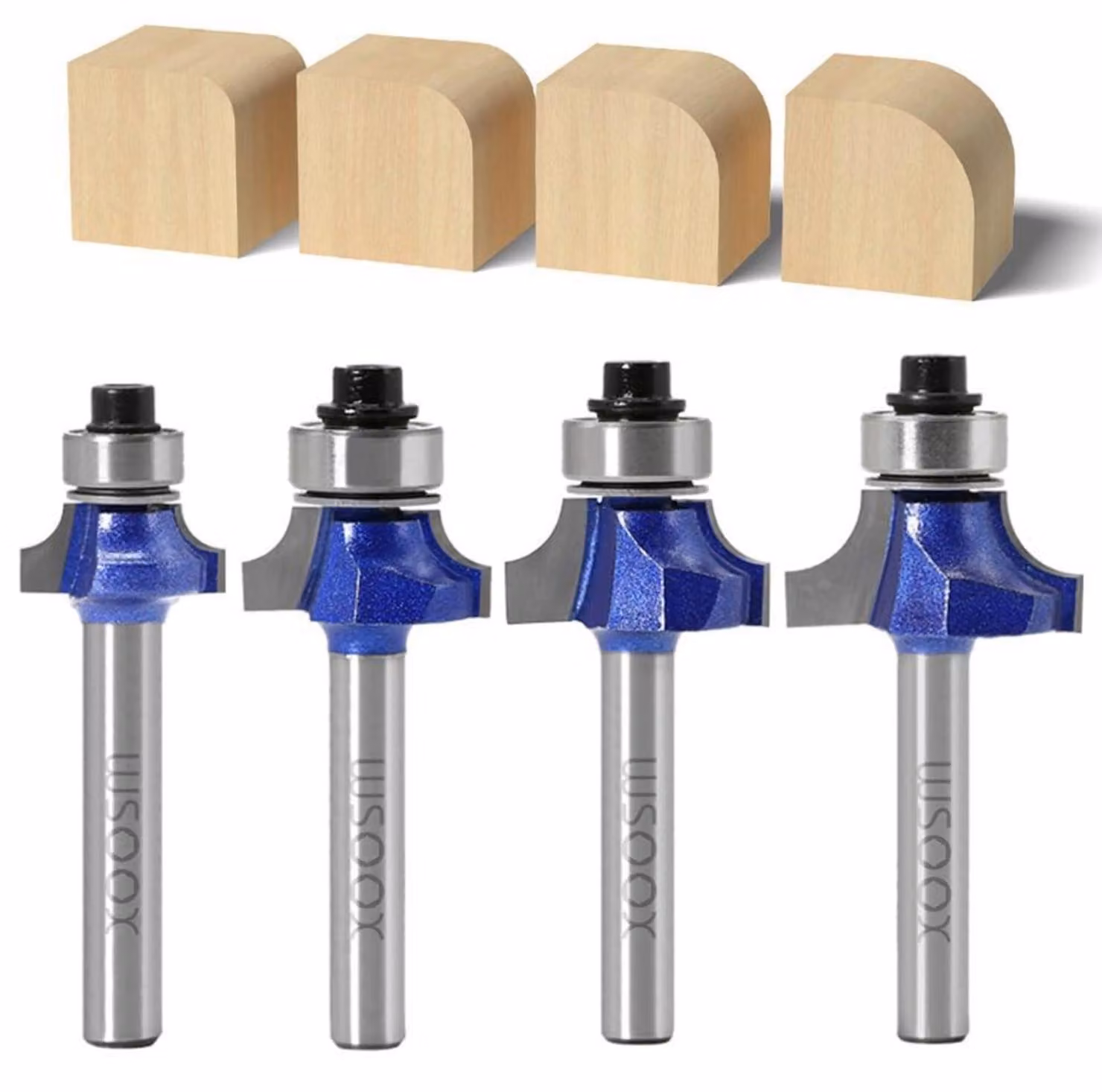 Set di frese a bordo per legno con gambo da 6 mm, composto da 4 pezzi, in metallo duro C3