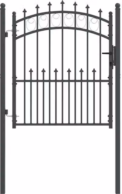 Cancello per recinzione a battente Emmen con punte in acciaio, colore antracite, L: 125 cm, H: 100 cm