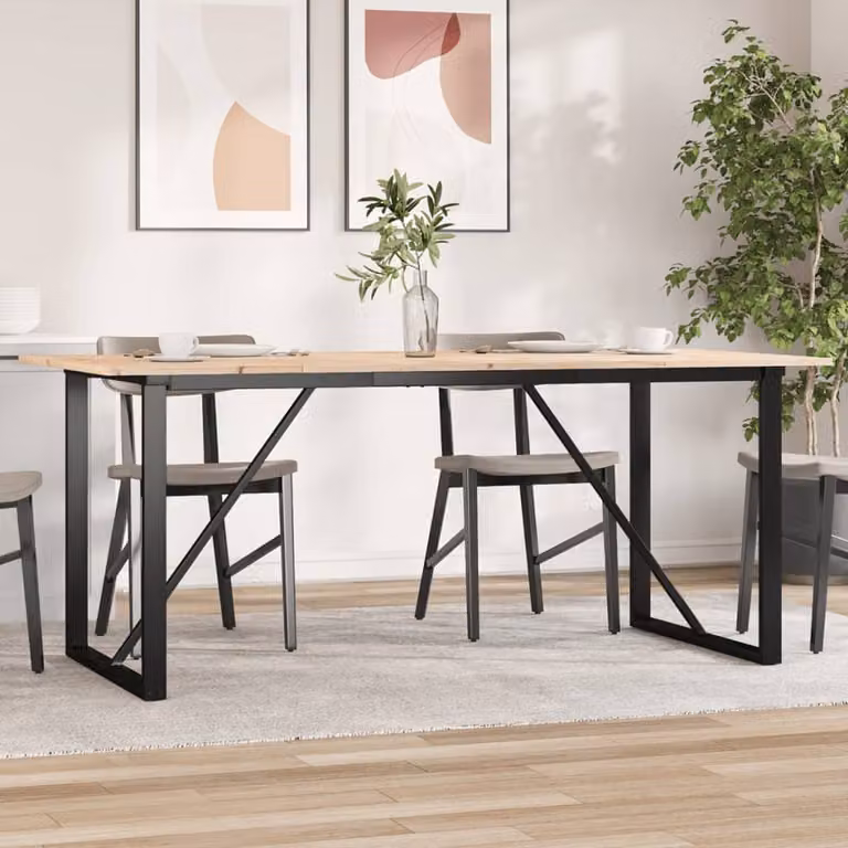 vidaXL Tavolo da Pranzo Rettangolare in Legno di Pino e Metallo Marrone L: 180 cm, P: 90 cm, H: 75 cm