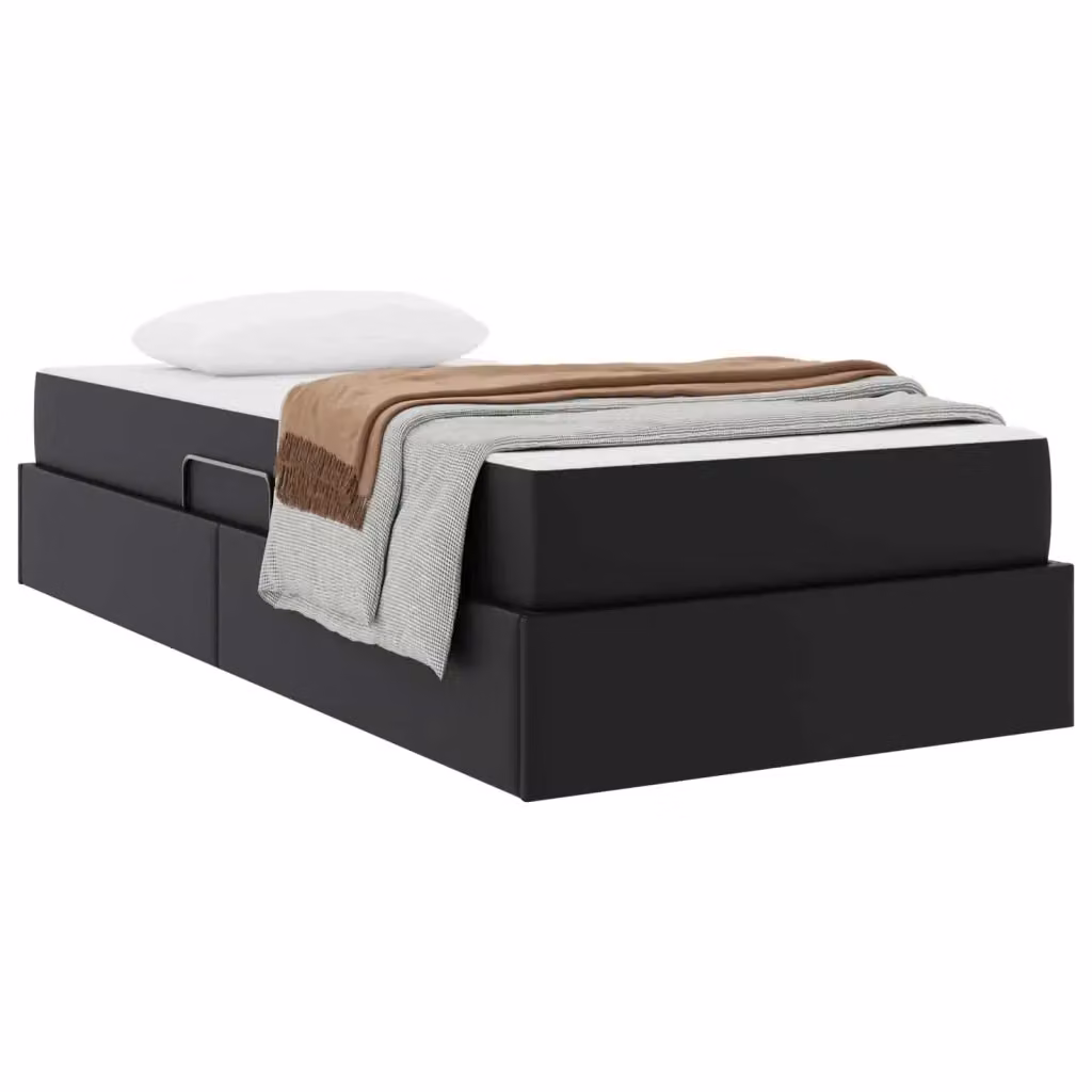 Letto con contenitore e materasso ibrido vidaXL in ecopelle nera con base a sollevamento L/P/H: 194 x 90 x 140 cm – 2
