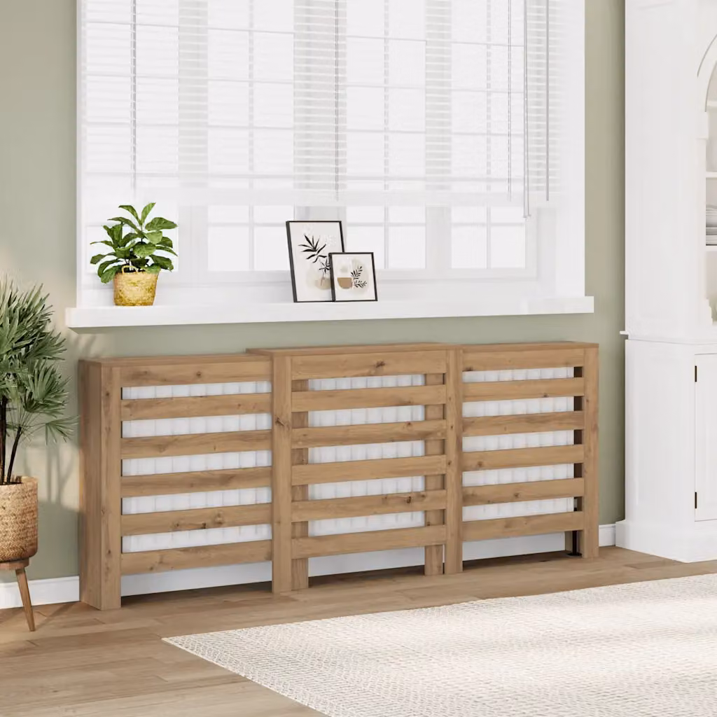 Copertura per radiatori vidaXL in legno Rovere, marrone, L: 205 cm, P: 21,5 cm, H: 83,5 cm
