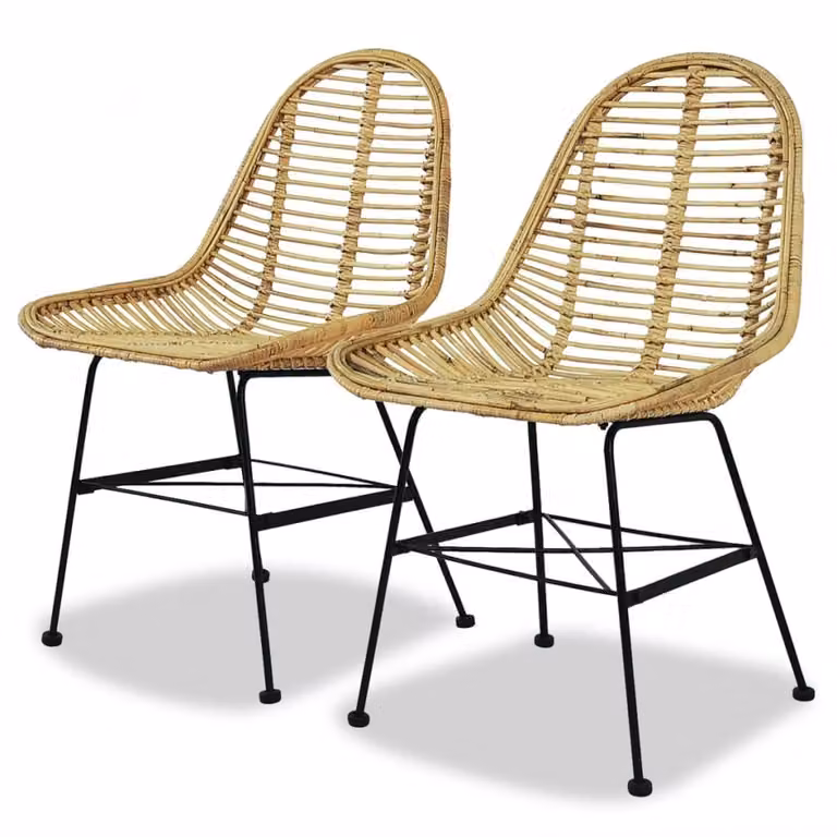 The Living Store Sedie da pranzo 2 pz. Rattan naturale