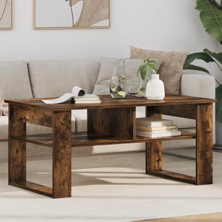 Tavolino da salotto moderno vidaXL in rovere fumé marrone L: 96 cm, P: 54 cm, H: 44 cm