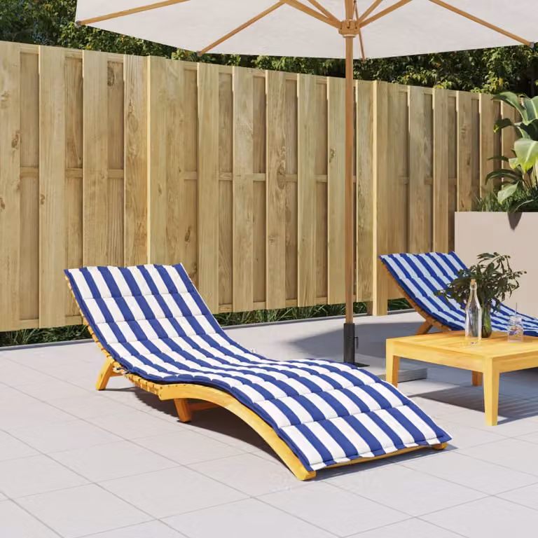 vidaXL Cuscino per Lettino a Righe Bianche e Blu in Tessuto Oxford Idrorepellente e Traspirante L/P/H: 200 x 200 x 4 cm