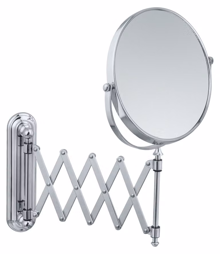 WENKO specchio cosmetico DELUXE telescopico make-up da parete 5 pieghevole Ø19cm bagno WC