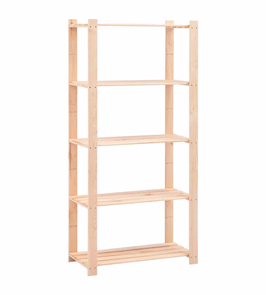 Scaffali a 5 Livelli 2 pz 80x38x170 cm in Massello Pino 250 kg