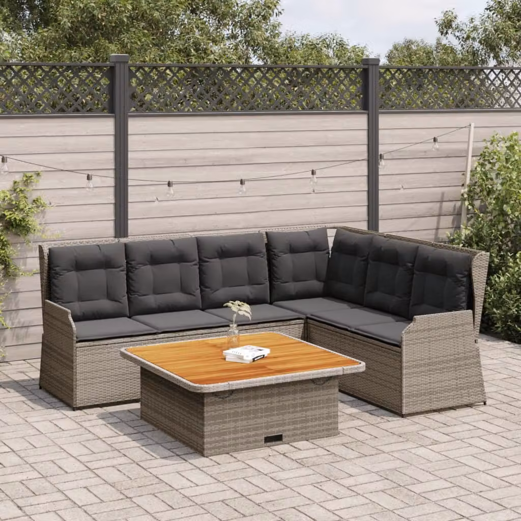 Maison Exclusive - Set Divani da Giardino 5 pz con Cuscini in Polyrattan Grigio