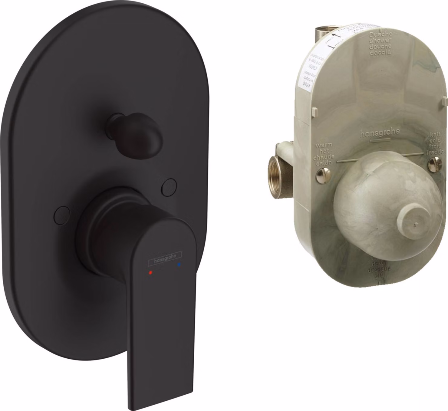 Hansgrohe Vernis Shape - Miscelatore per vasca a parete con corpo, nero opaco 71472670