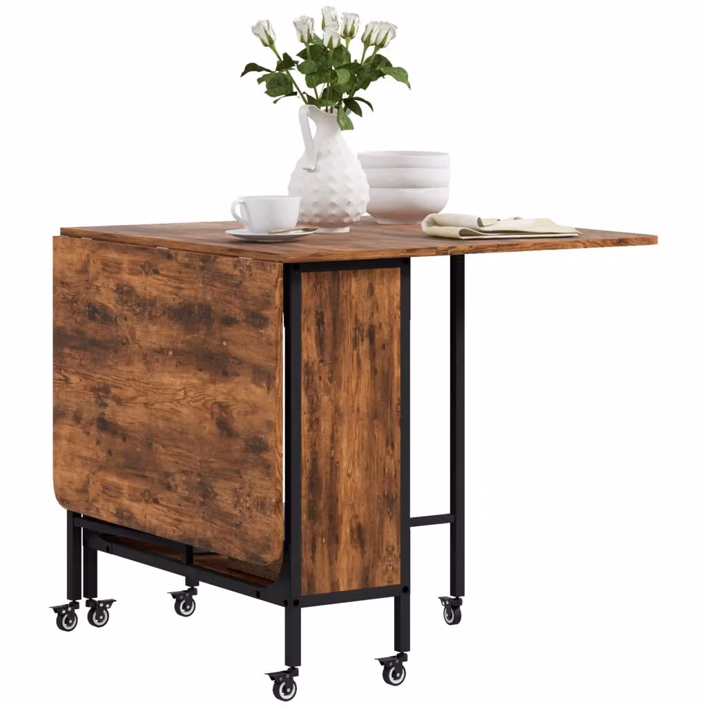 Tavolo da pranzo allungabile Minimal marrone con ruote e ripiano a farfalla – 2