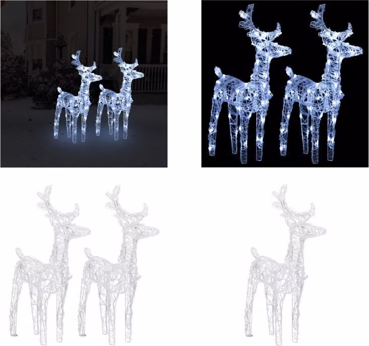 vidaXL Renna LED 2 pz. Bianco freddo 80 LED acrilico - Renna di Natale - Renna di Natale - Renna illuminata - Decorazione natalizia