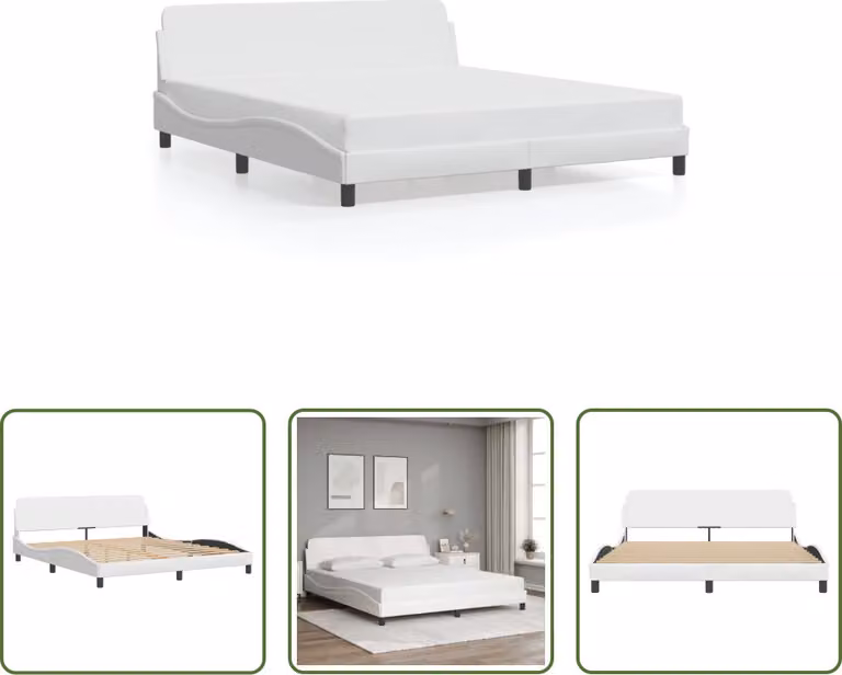 The Living Store Struttura letto con testiera bianca 180x200 cm in ecopelle