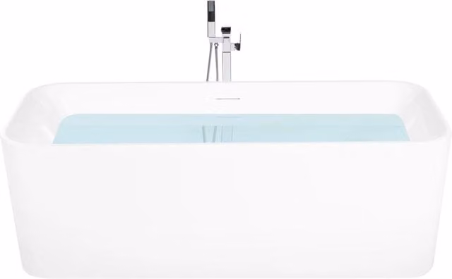Vasca da bagno freestanding ovale moderna in acrilico bianco 1700 x 700 mm con sistema di troppo pieno