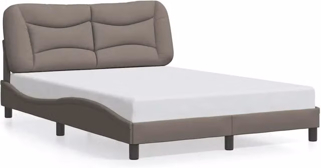 Letto matrimoniale | Letto per adulti | Giroletto senza Materasso Hvar Tortora 140x190 cm in Tessuto