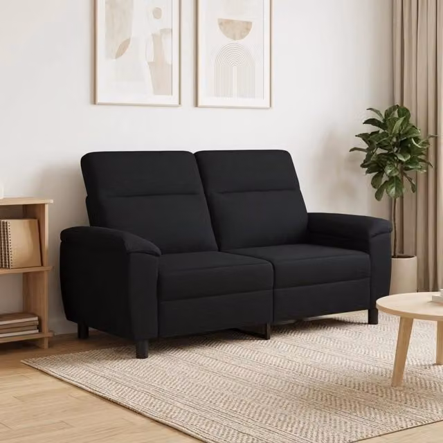 Divano moderno vidaXL in tessuto nero con struttura in metallo L/P/H: 178 x 90 x 95 cm