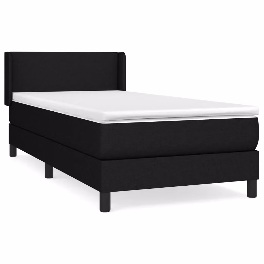 Letto Ibrido vidaXL con Giroletto a Molle e Materasso in Tessuto Nero e Bianco L/P: 100 x 200 cm – 2