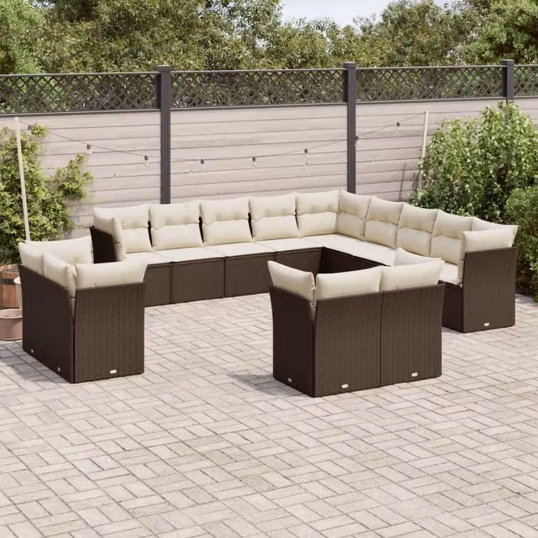 Maison Exclusive - Set Divani da Giardino 13 pz con Cuscini Marrone in Polyrattan
