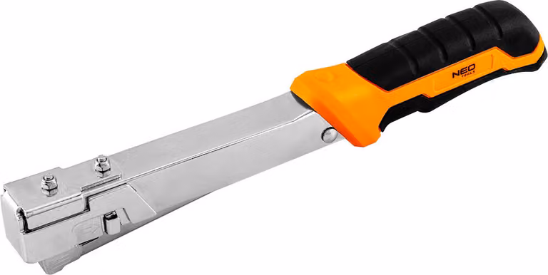 NEO TOOLS pinzatrice a martello pinzatrice a mano pinzatrice per tappezzeria pinzatrice per mobili, 6-10 mm, per graffette G, struttura in acciaio con parti in acciaio temprato altamente carbonizzato, impugnatura in gomma