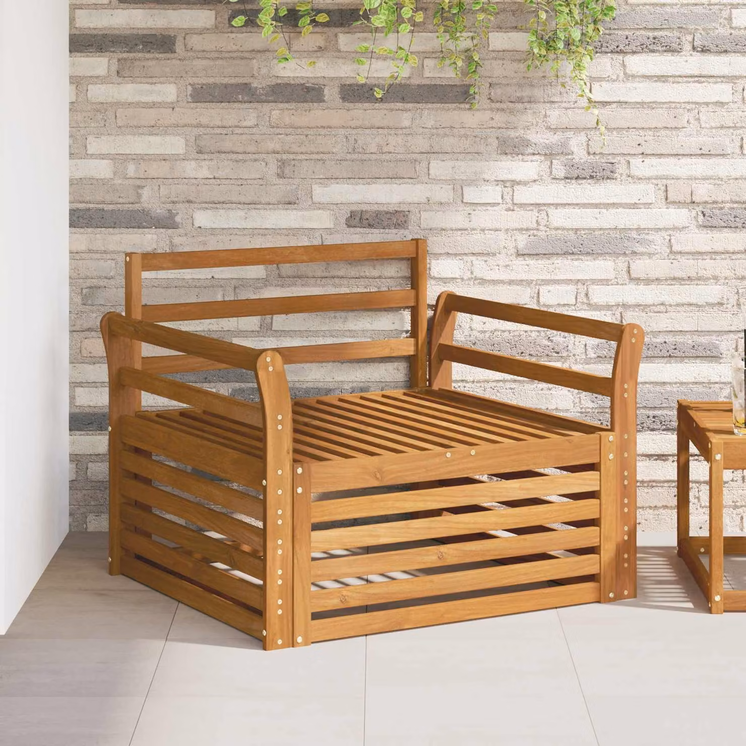 Set di 2 divani da esterno vidaXL in legno di acacia color marrone con struttura in legno massiccio per giardino e terrazza