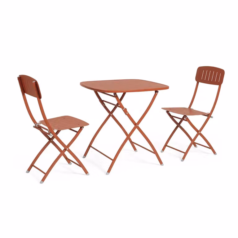Set bistrot YVONNE in acciaio terracotta, pieghevole