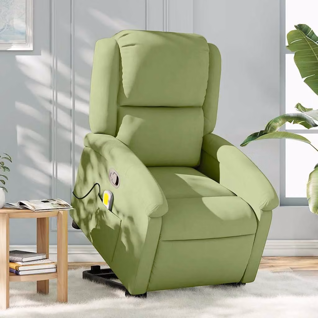 vidaXL Poltrona Alzapersona Reclinabile in Velluto Verde con Braccioli e Assistenza Elettrica per Senior