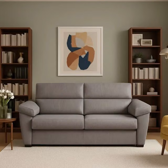 Divano Giffone Made in Italy a 3 posti con rivestimento sfoderabile in tessuto Grigio L: 225 cm, P: 95 cm, H: 45 cm – 1