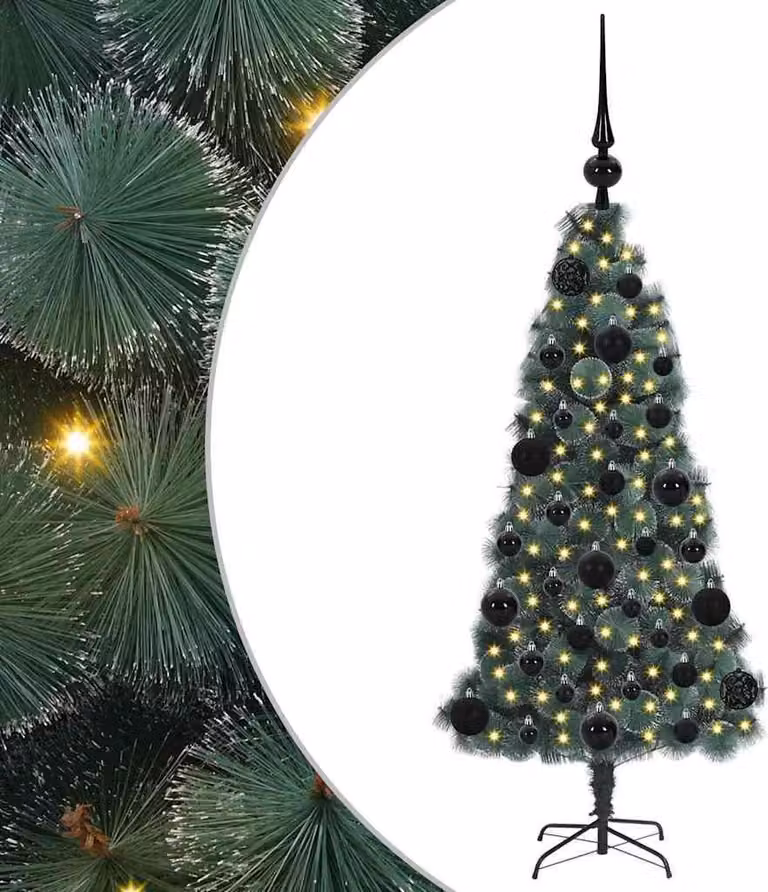 Albero di Natale artificiale preilluminato con set di palline