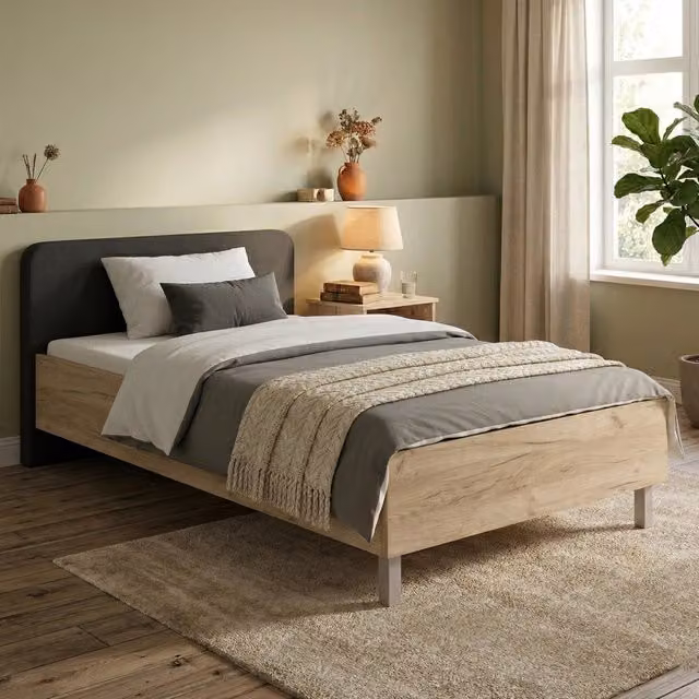 Letto Norcia DMORA in Rovere e Grigio, L/P: 120 x 200 cm