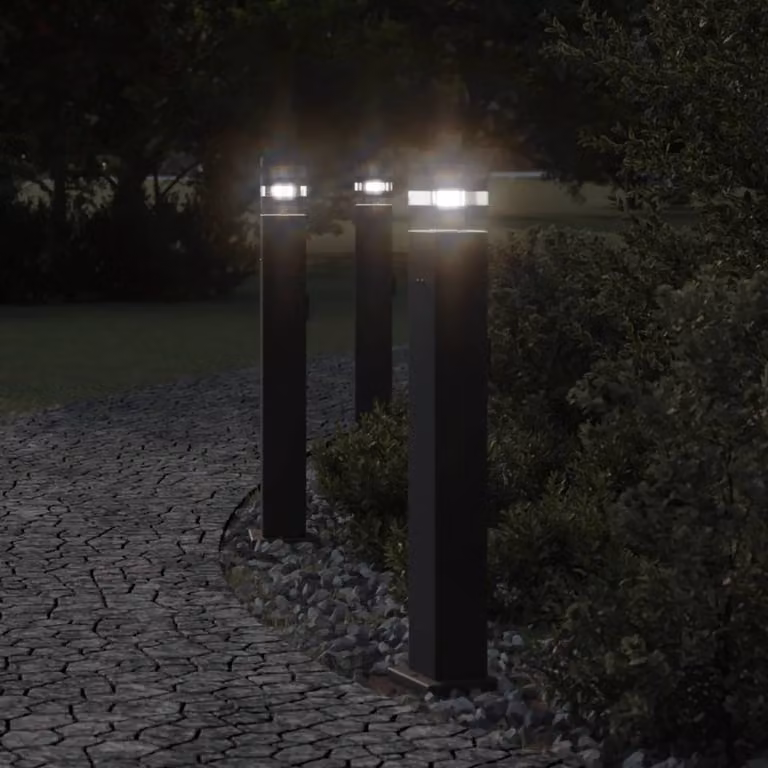 vidaXL Lampada da terra per esterni in alluminio nera con attacco E27, Altezza: 80 cm