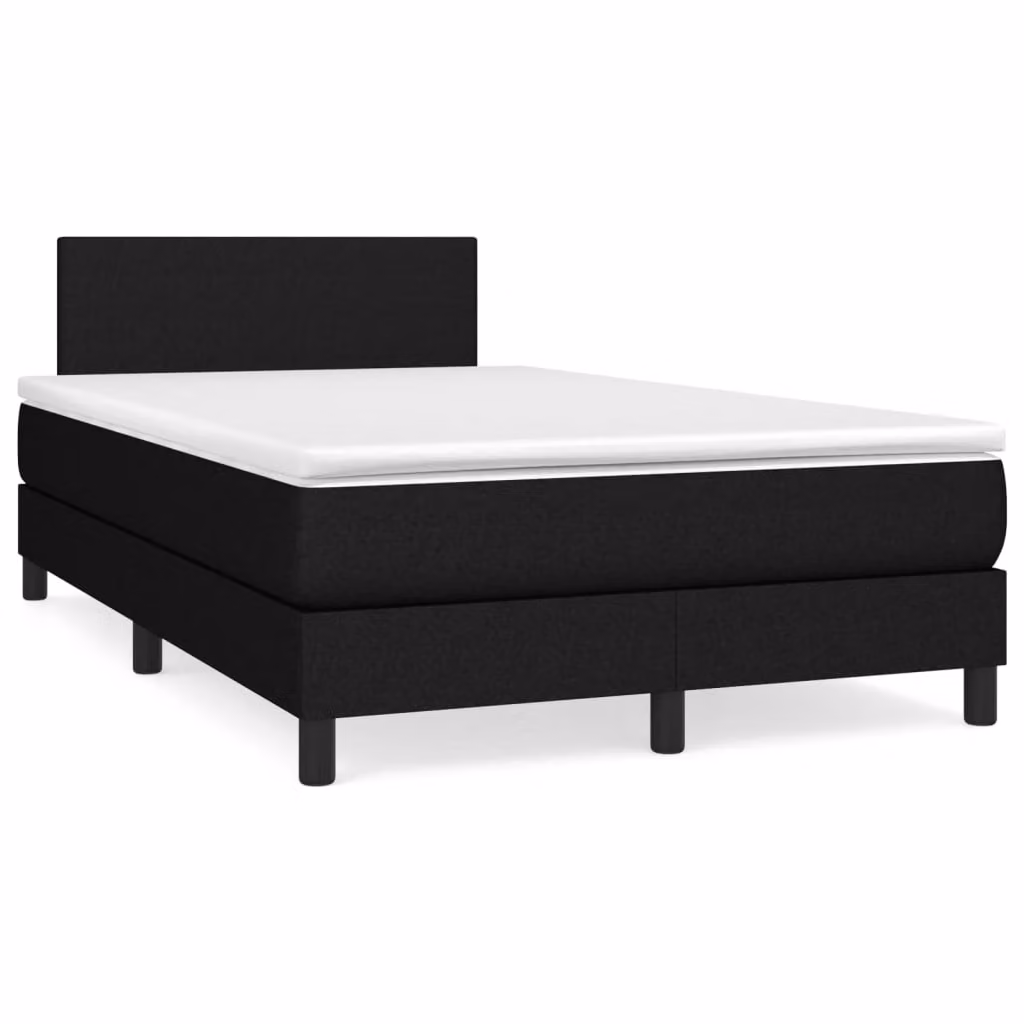 vidaXL Giroletto a Molle con Materasso Ibrido in Tessuto Nero e Bianco L/P/H: 120 x 200 x 88 cm – 1