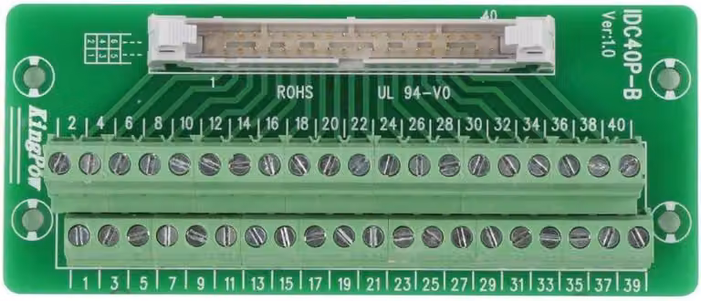 Morsetto a 40 pin, con collegamento a vite, dotato di supporto, per circuiti stampati