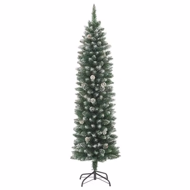 Albero di Natale Artificiale-Albero Natalizio Sottile con Base 240 cm PVC
